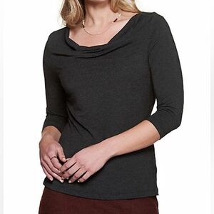 Toad & Co Heather Grey 3/4 sleeve cowl shirt - M - like new